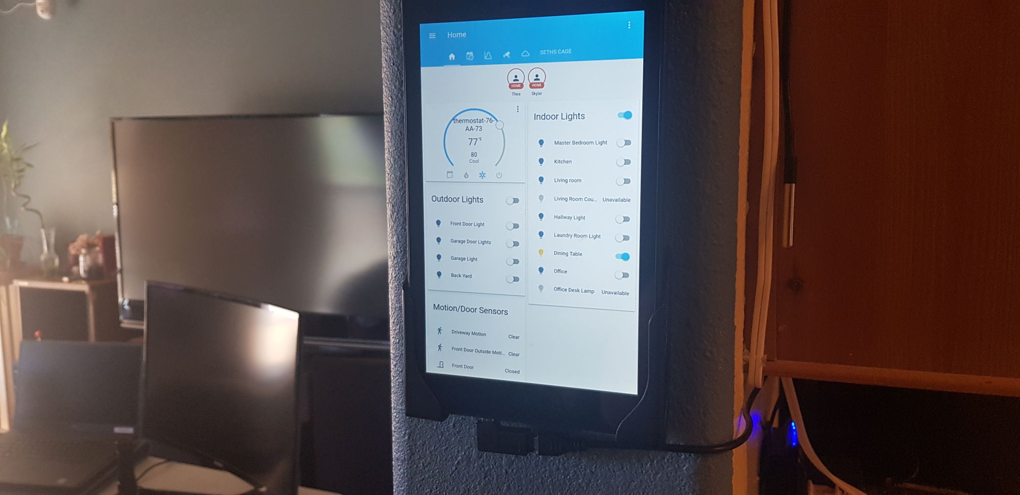 Wall mounted tablet running Home Assistant