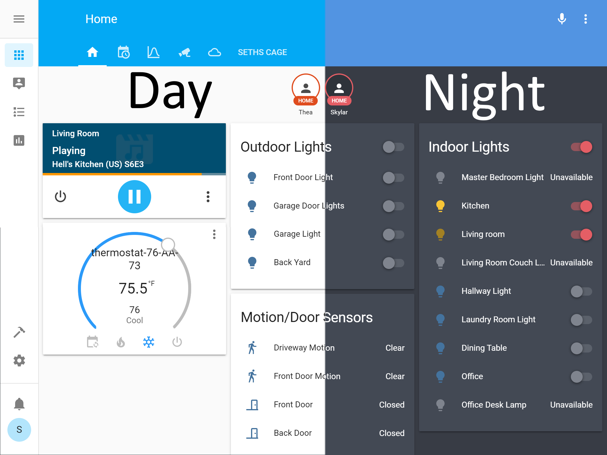 Day & Night theme for Home Assistant using Node-RED